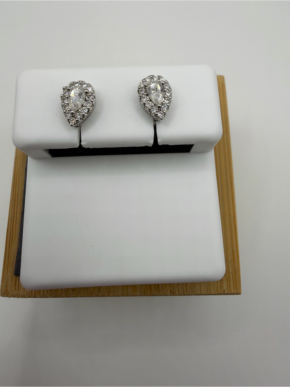 Elegant Teardrop Halo Moissanite Stud Earrings